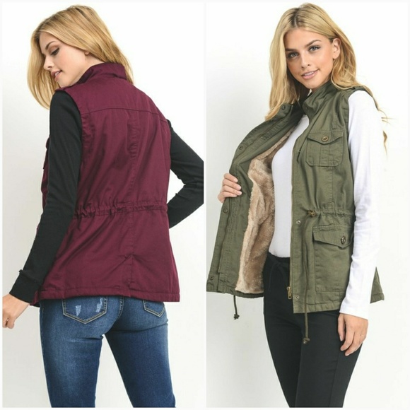 Mulberry Utility Vest W/ Faux Fur Liner - Picture 2 of 5